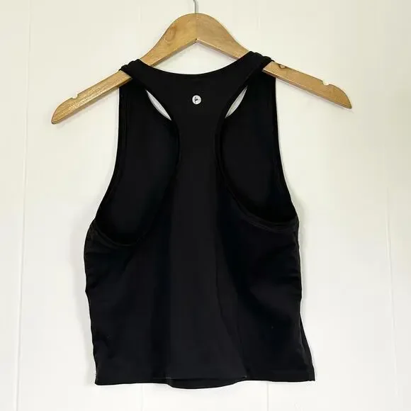 90 Degrees Black Sleeveless Active Workout Cropped Tank Top Women's Medium - Picture 2 of 2